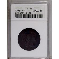 1796 1C Liberty Cap Fine 15 ANACS. S-83, R.4. A mahoga