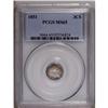 Image 1 : 1851 3CS MS65 PCGS. Mottled silver-deep gray toning co