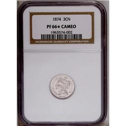 1874 3CN PR66 S Cameo NGC. Impressive contrast betwee
