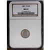 Image 1 : 1867 H10C MS62 NGC. A deeply toned Mint State survivor