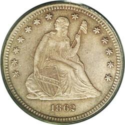 1862-S 25C MS62 PCGS. A very rare coin in any high gra