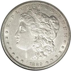 1889-CC S$1 AU53 NGC. An attractive example of this ke