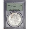 Image 1 : 1891-CC S$1 MS64 PCGS. An essentially untoned and lust