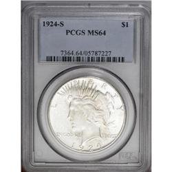 1924-S S$1 MS64 PCGS. Frosty surfaces display whispers