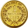 Image 2 : 1853-C G$1 AU58 NGC. Variety 8-I. This straw-gold repr