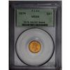 Image 1 : 1874 G$1 MS64 PCGS. Lemon and lilac tints adorn this l