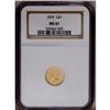 Image 1 : 1876 G$1 MS61 NGC. Yellow-gold surfaces display the st