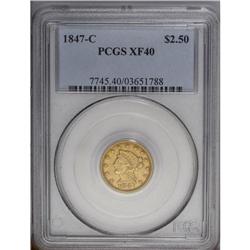 1847-C $2 1/2 XF40 PCGS. Variety 8-F. An attractively