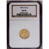 Image 1 : 1854-O $2 1/2 AU58 NGC. A smooth honey-gold piece with