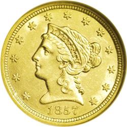 1857-S $2 1/2 AU58 NGC. Collectors attempting to acqui