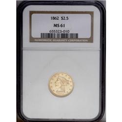 1862 $2 1/2 MS61 NGC. This is an appealing coin that r
