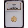1908 $2 1/2 MS62 NGC. Attractive straw-gold color with