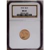 Image 1 : 1915 $2 1/2 MS63 NGC. The satiny copper-rose surfaces