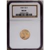 Image 1 : 1929 $2 1/2 MS64 NGC. Apricot-gold patination displays