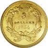 Image 2 : 1854 $3 MS64 NGC. This denomination was authorized by