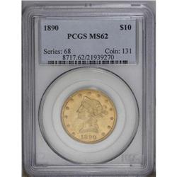 1890 $10 MS62 PCGS. This well struck and satiny eagle