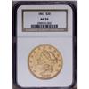Image 1 : 1867 $20 AU55 NGC. Both sides are moderately abraded,