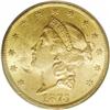 1873 $20 Open 3 MS62 PCGS. A moderately abraded piece