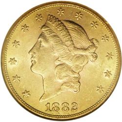 1882-CC $20 AU58 NGC. This lustrous and lovely, near-M