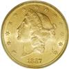 1887-S $20 MS62 PCGS. The otherwise green-gold color w