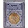 1889 $20 MS62 PCGS. A satiny olive-gold example that l