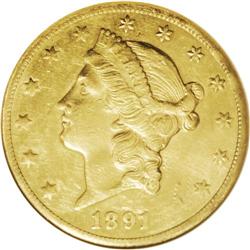 1891-CC $20 --Damaged--ANACS. AU53 Details. The obverse