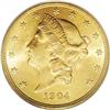 Image 1 : 1904 $20 MS65 PCGS. Bright orange-gold and lustrous in