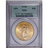 Image 1 : 1924 $20 MS64 PCGS. A dazzling lemon-gold near-Gem, in