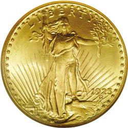 1925 $20 MS66 NGC. Dazzling, intensely lustrous surfac