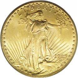 1925 $20 MS66 PCGS. A lustrous and luxuriously toned d