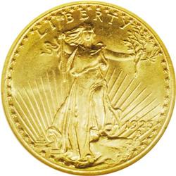 1925-S $20 MS62 NGC. This is frosty, reddish-gold spec