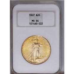 1927 $20 MS64 NGC. Boldly struck and highly lustrous,