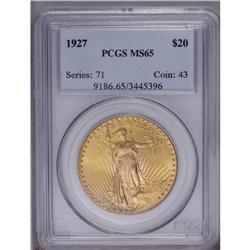 1927 $20 MS65 PCGS. Lustrous and richly toned, with a