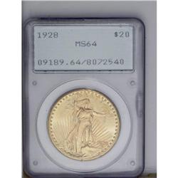 1928 $20 MS64 PCGS. The fields are clean and close ins