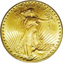 1928 $20 MS66 PCGS. Rich, variegated shades of orange,