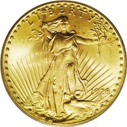 1928 $20 MS66 PCGS. A frosty and lustrous Gem with exq