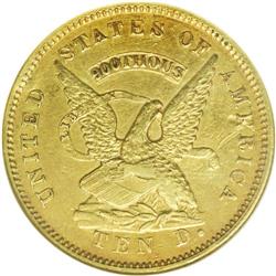 1853 $10 Assay Office Ten Dollar, 900 Thous. AU58 NGC.