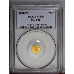 1880/76 25C Indian Round 25 Cents, BG-885, R.3, MS64 P