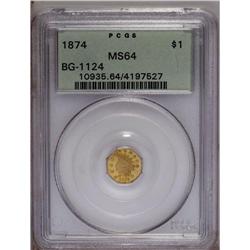 1874 $1 Indian Octagonal 1 Dollar, BG-1124, High R.4,