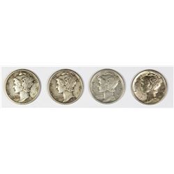 FOUR MERCURY DIMES: