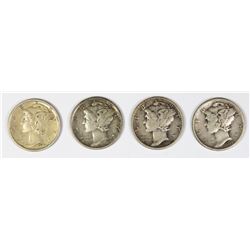 FOUR MERCURY DIMES: