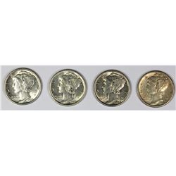 FOUR MERCURY DIMES: