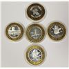 Image 2 : FIVE MISCELLANEOUS SILVER CASINO TOKENS