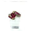 Image 1 : 10K YELLOW GOLD CREATED RUBY RING