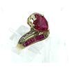 Image 2 : 10K YELLOW GOLD CREATED RUBY RING