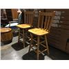 Image 1 : SET OF 2 SOLID WOOD SWIVEL BAR STOOLS  (CHAIR HEIGHT 24" TOTAL HEIGHT 38.5")