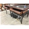 Image 3 : 2  X METAL/WICKER/WOOD & GLASS END TABLES (24" X 27.5" X 24.5")