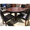 Image 1 : ROUND DINING TABLE WITH PEDESTAL BASE (48") & 4 UPHOLSTERED CHAIRS (MILD SCRATCH NOTED ON TABLE