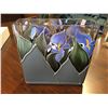 Image 2 : 4 PCE ASSTD DECORATIVE ITEMS MIRRORED PICTURE (BEARDED IRIS) LEADED GLASS VASE/METAL SCULPTURE WITH