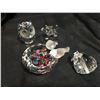 Image 1 : SWAROVSKI CRYSTAL - 4-PCE INCLUDES: OWL/TIGER CUB/BIRDS AT FEEDER & HEART